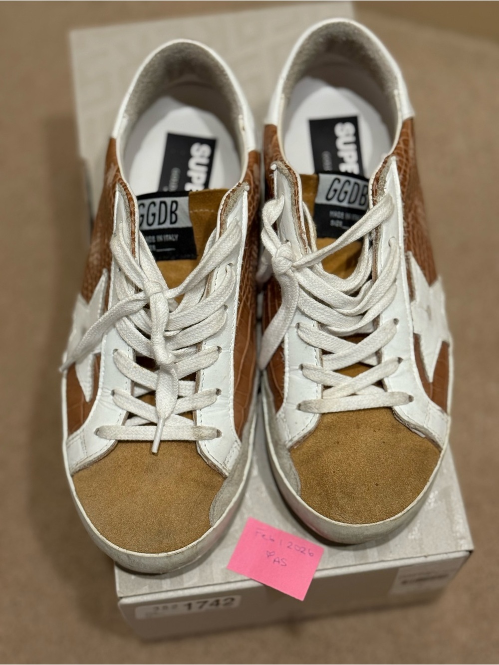 Golden Goose LTD Numbered Limited Edition Super-Star - Brown Croc Leather